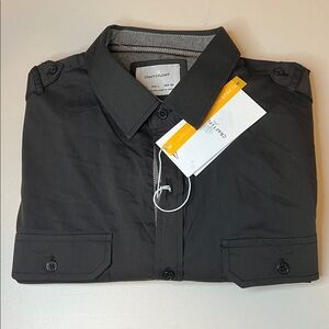 Craft + Flow Casual Button Down Shirt Black Size Large NWT